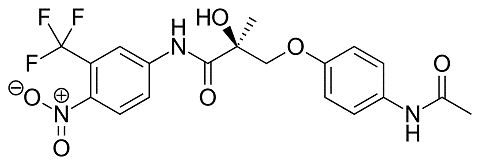 Molecular structure diagram of research compound Andarine (S4) showing chemical bonds and CF3 group