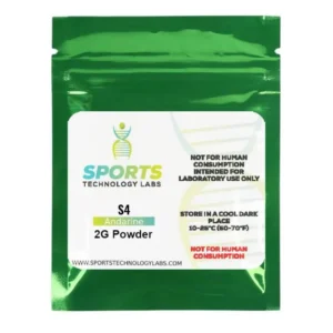 2 gram research-grade Andarine S4 powder packet from Sports Technology Labs with laboratory use warning label